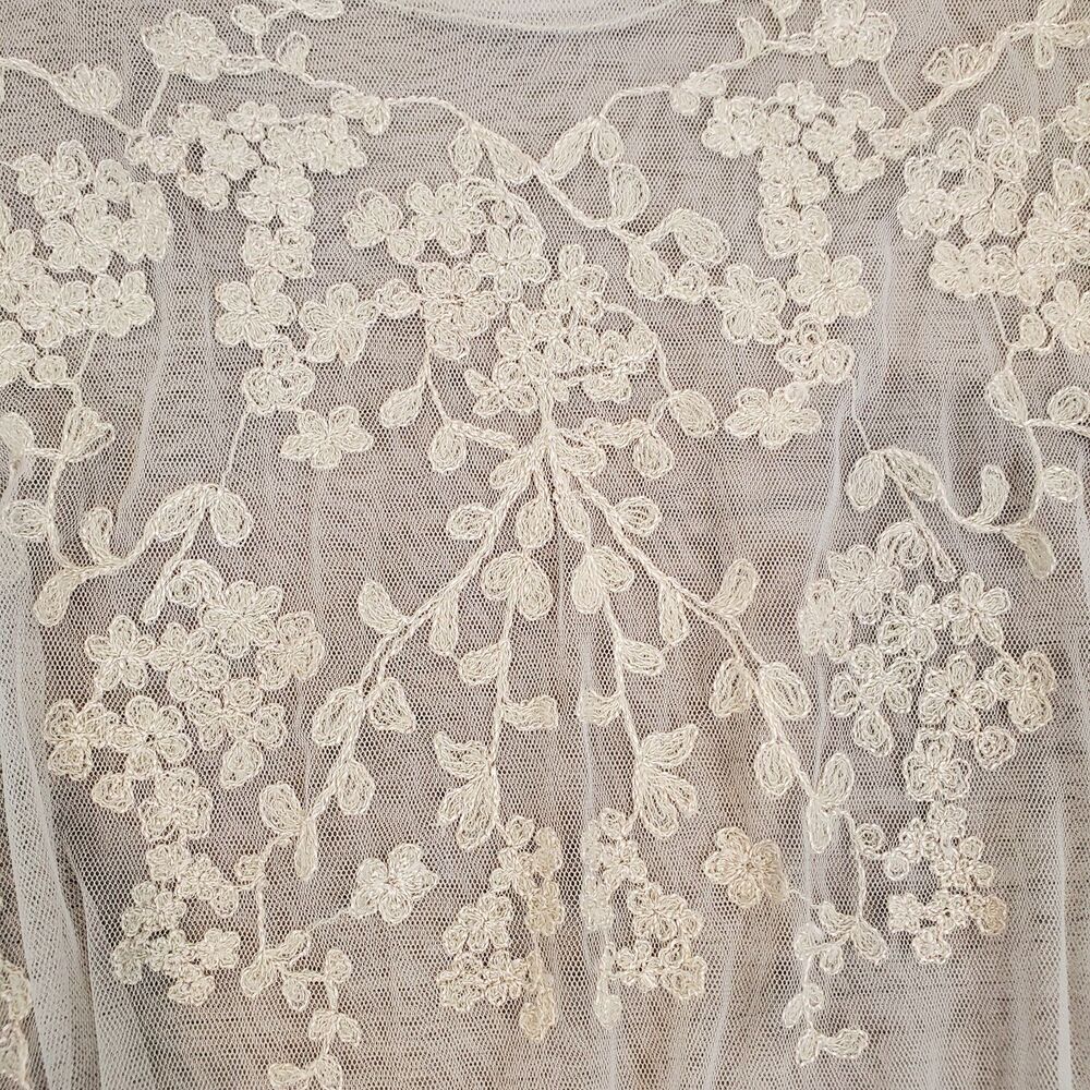Sheer Lace Trim Flutter Sleeve Top M Coquette Fairy Whimsical Boho Ethereal - Picture 7 of 13